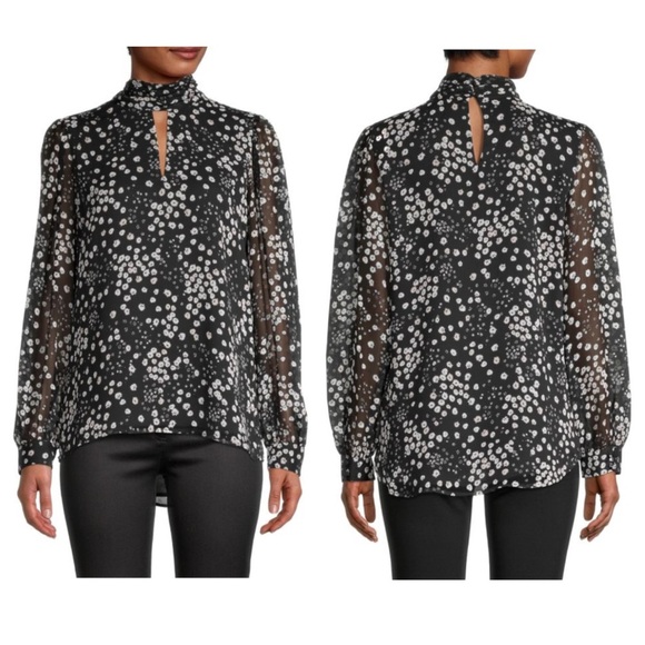 KARL LAGERFELD KEYHOLE BLOUSE SIZE MEDIUM - Picture 1 of 4
